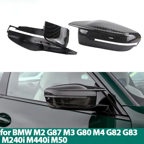 Carbon Fiber Rearview Mirror Cap Wing Side Mirror Cover Fit For BMW M240i M440i i4 M50 M2 G87 M3 G80 M4 G82 G83 Replacement