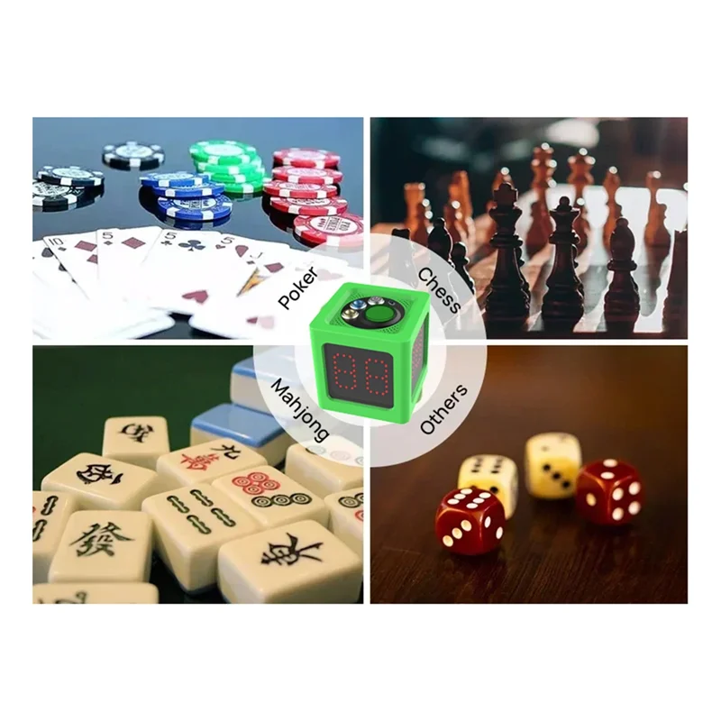 

ABBO-Cube Таймер 1,4 дюйма, 4-сторонний для соревнований по шахматным и карточным таймером обратного отсчета, цифровой секундомер обратного отсчета, зеленый