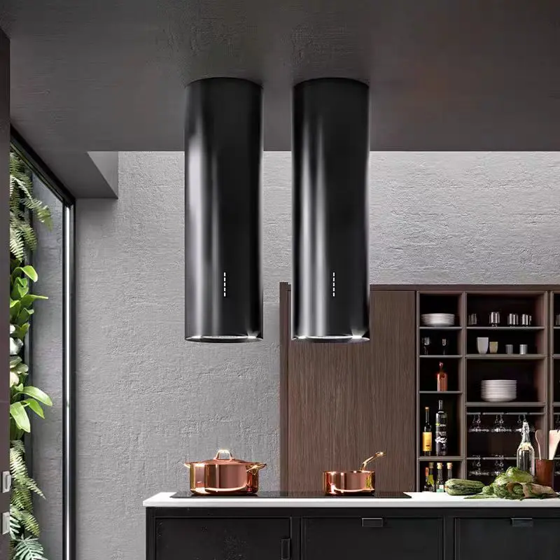 شفاط كهربائي LED للفحم لطباخ جزيرة المطبخ من الفولاذ المقاوم للصدأ والألومنيوم بفتحات تهوية للفنادق للاستخدام المنزلي الخارجي الأمريكي