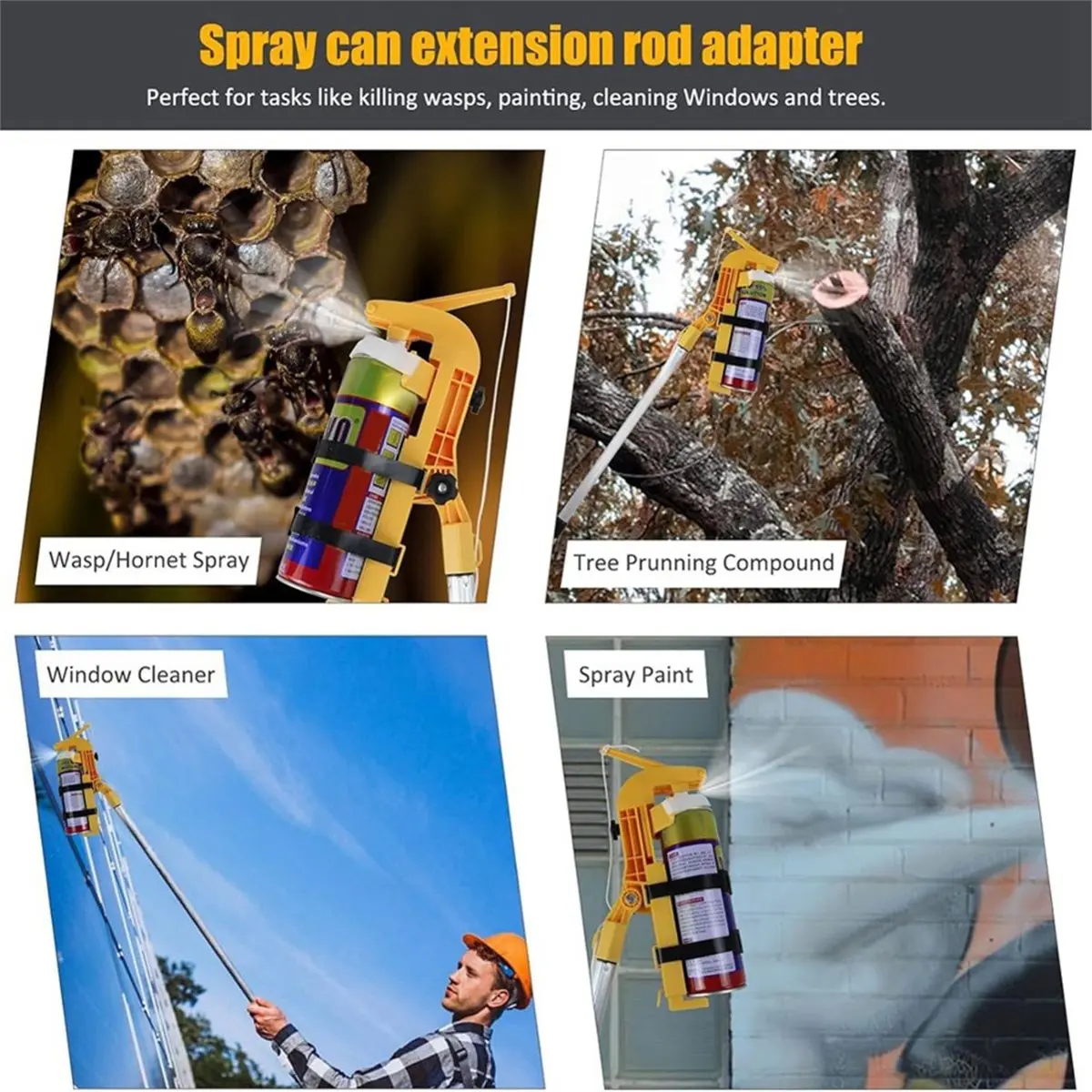 

Utility Design Sprays Can Extension Pole Adaptor, Adjustable Sprayer Bracket Adaptor for Wasp Bee Sprays Long Range, Sprays Pain
