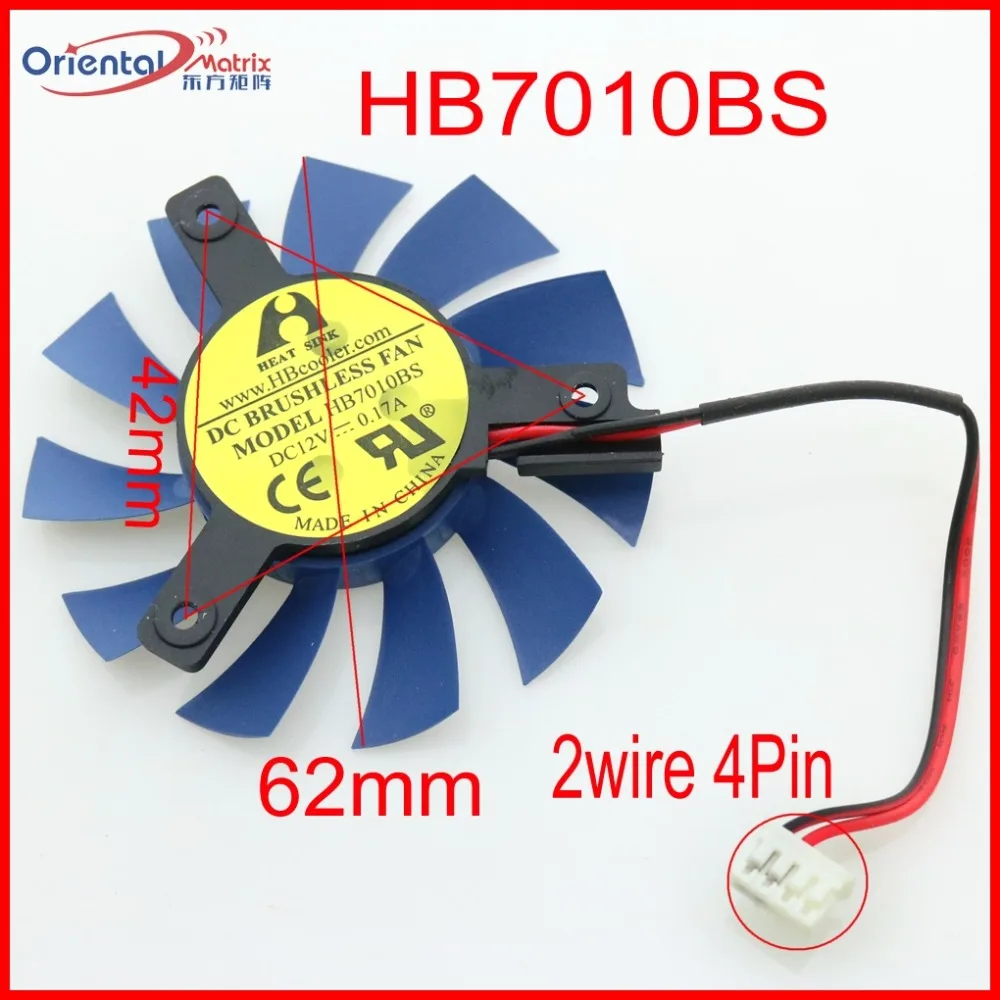 Free Shipping HB7010BS 62mm 42*42*42mm DC12V 0.17A 2Wire 4Pin Graphics Card Cooling Fan