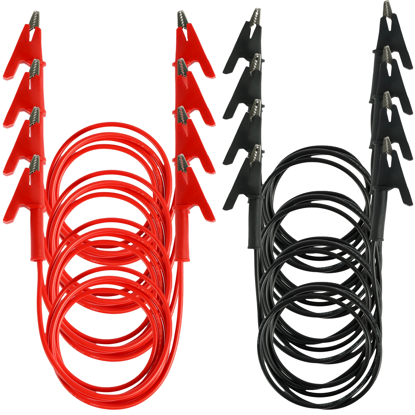 8pcs Multimeter Banana Plug to Alligator Clips Test Lead for Electrical Testing, 4 mm Stackable Plug Silicone Alligator Clip