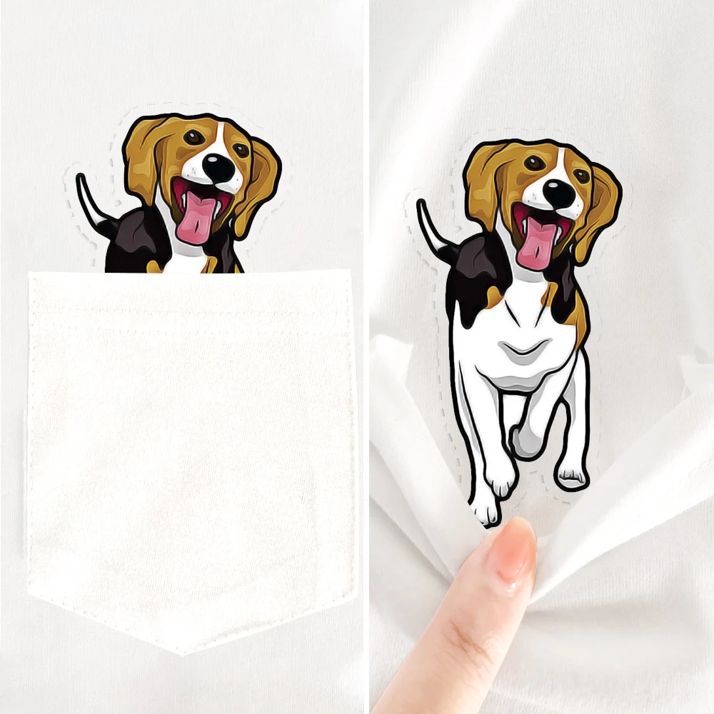 CLOOCL Beagles T-Shirt Funny Dog Beagle Pocket T-shirts Tops Fashion Summer Graphic T Shirts Women Clothing Dropshipping