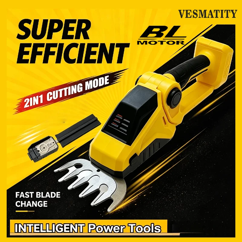 Cordless Hedge Trimmer 2 in 1 Handheld Electric Grass Shears for Dewalt 20V Battery Garden Tool Pro Max Unit Plus