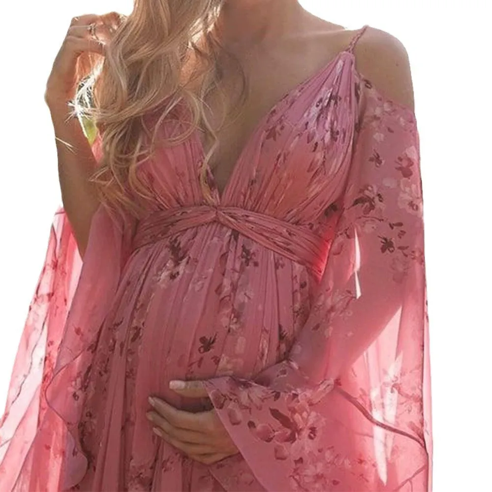 Floral Print V Neck Dress Maxi Length Elegant with Zipper Closure High Waist 3D Pattern Refined Commuter Dresses for Women