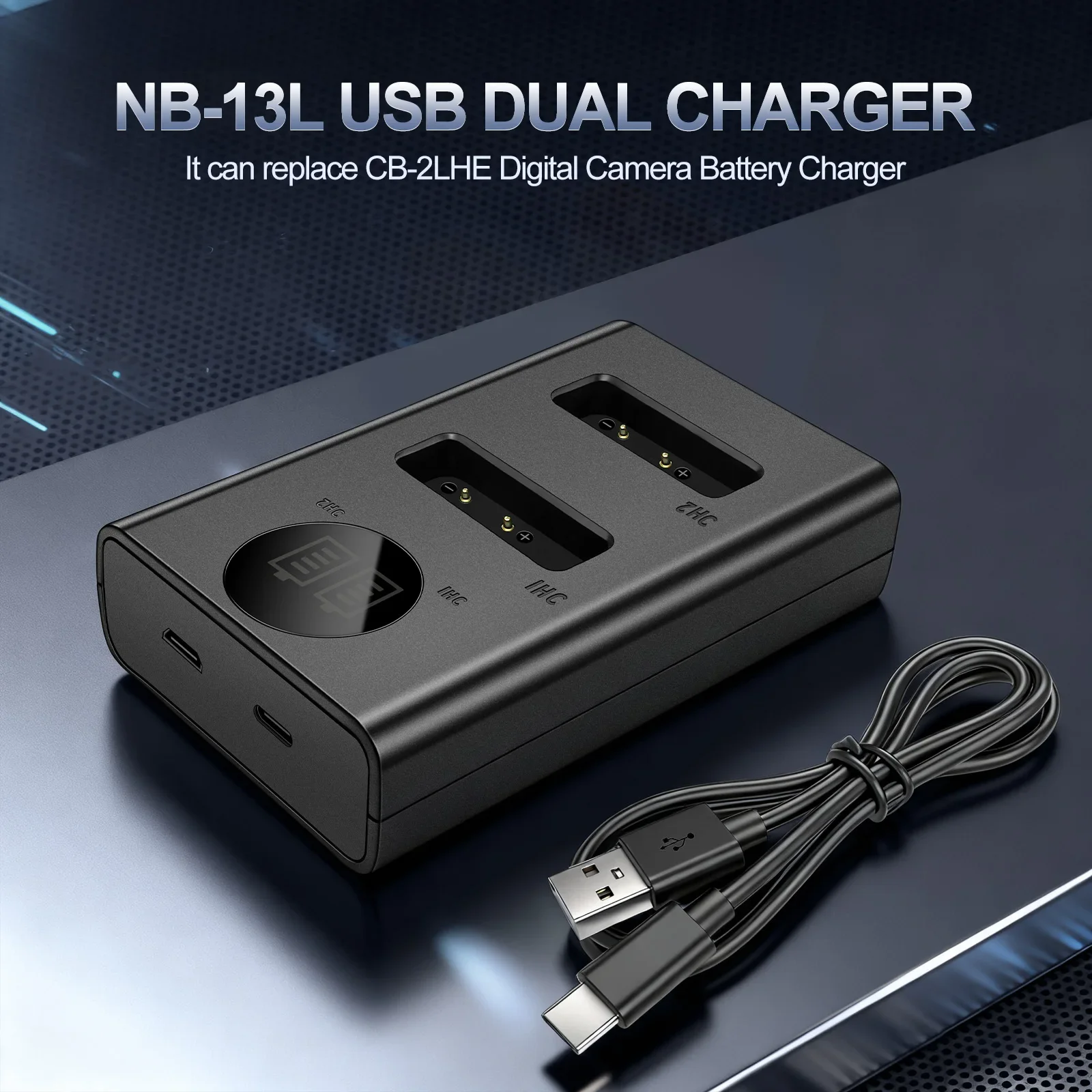 NP-13L Dual Battery Charger for Canon NB-13L Battery Charging for PowerShot G5X G7X G9X G7 X Mark II G9 X SX620 SX720 SX730 G5