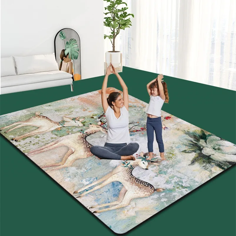 Wide Thick Printed Double Person Yoga Mat Non Slip Noise Dampening Large Size Ready Stock Gymnastics Mat Large Yoga Mat