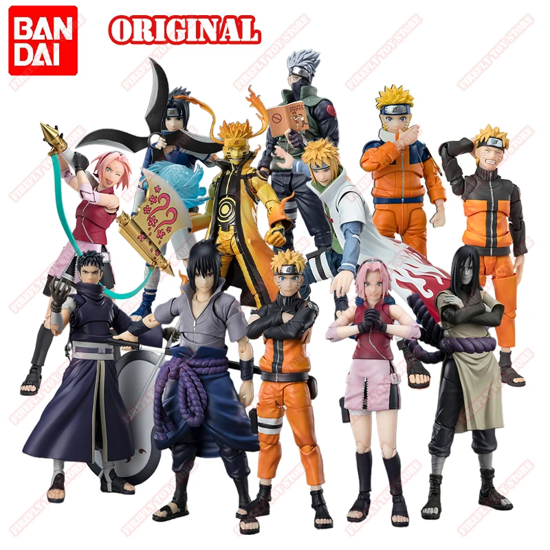 BANDAI-Collection de figurines modèles mobiles, Original S.H.Figuarts, NarAAAnimation, jouet périphérique, Sasuke, Sakura, Kakashi, Minato, Obito