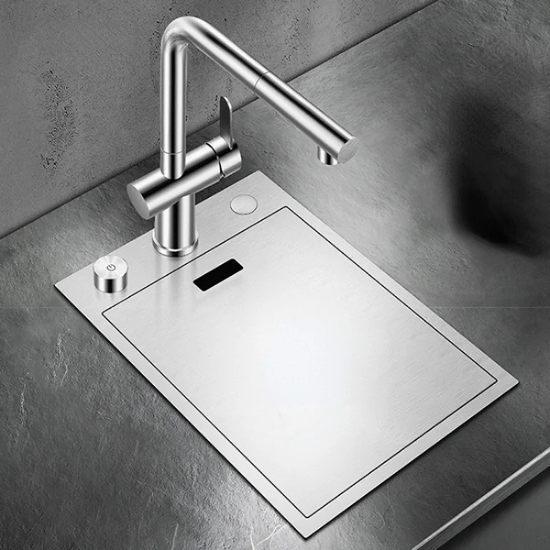 

304 Stainless Steel Kitchen Sink Hidden Handmade Brushed 4mm Thickness Above Mount Cover Single Small Size Bar