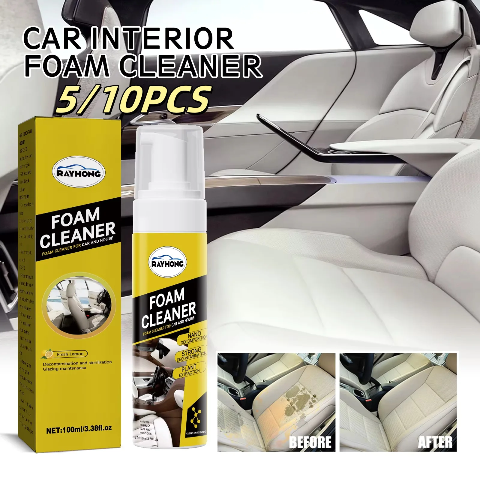 100ML Foam Cleaner Spray Multi-purpose Anti-aging Cleaner Tools Car Interior Home Cleaning Foam for Car Interior Leather Clean