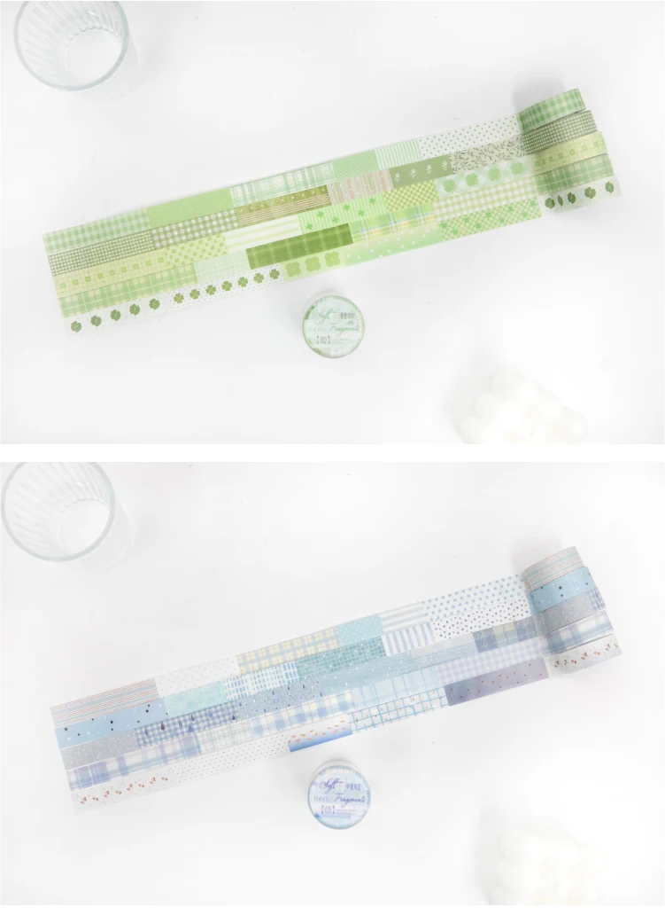 Journal GO 1,5cmx2M Collage Washi Tape Stoffreste Vintage Gitter-Landschaftsmuster Kreatives DIY Journal Karten Schreibwaren – Detail 8