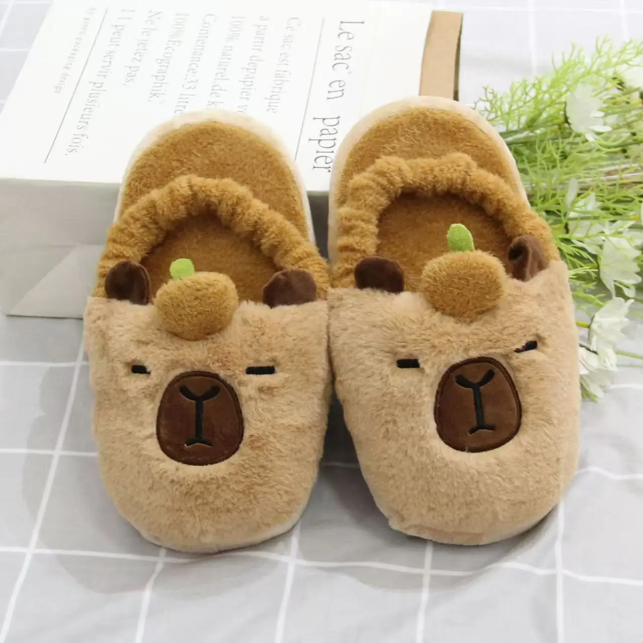 

Cute Cartoon Capybara Cotton Slippers Home Soft Non-slip Warm Breathable Indoor Plush Shoes Couple Slippers...