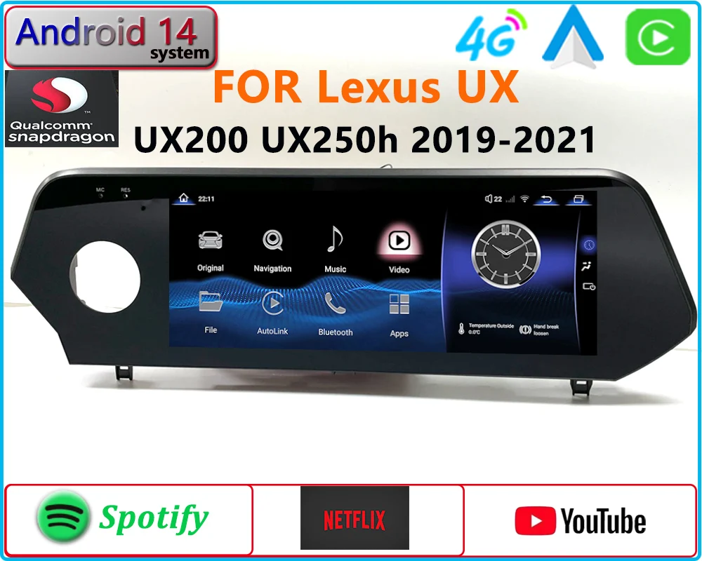 For Lexus UX UX200 UX250h 2019-2023 Car Multimedia Player Radio Screen Qualcomm Carplay DSP Android Auto Navigation Autoradio