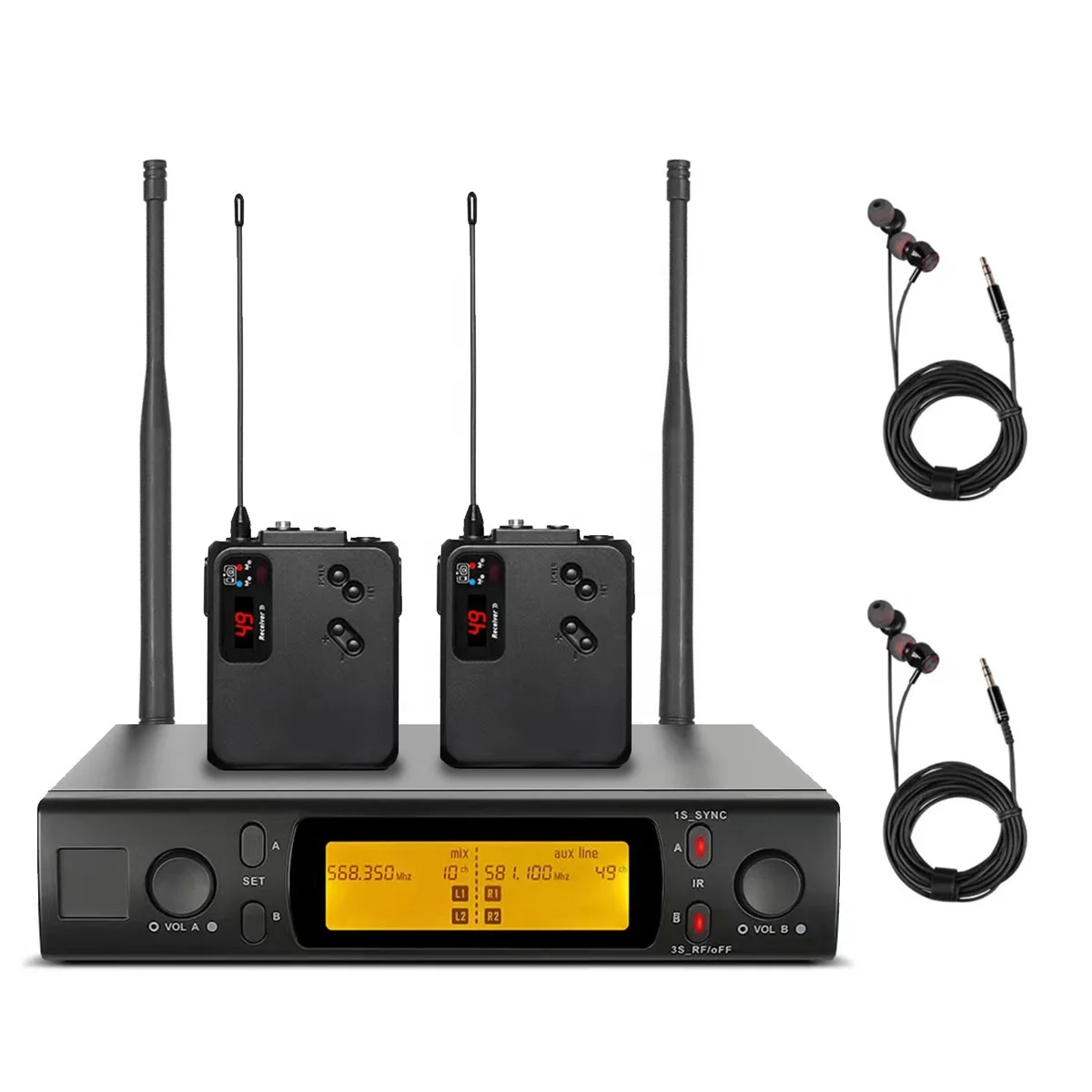 Clavax Professional Wireless In Ear IEM In-Ear System 120 Meters Range with Bodypack Earphone for Band Members Musicians