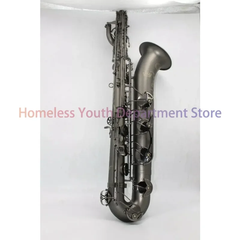 High grade music Matt black Baritone Saxophone full body hand engraving