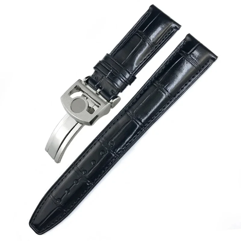 الجلد الحقيقي 20 مللي متر 21 مللي متر 22 مللي متر حزام ساعة اليد ل IWC Portugieser الطيار الساعات بورتوفينو براون أسود أزرق جلد البقر حزام الساعات رجالي