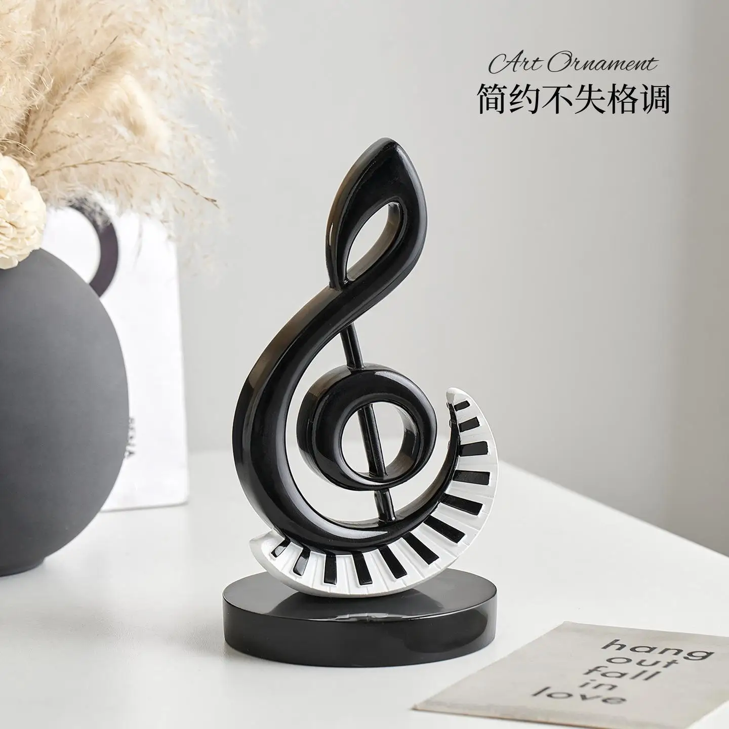 Simple Modern Music Note Figurine Resin Ornament Home Decor for Living Room Wine Cabinet TV Cabinet Office Desktop