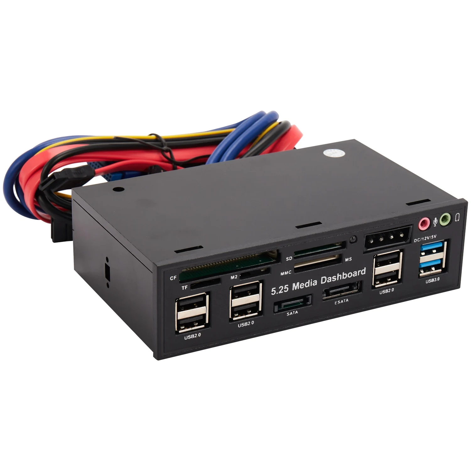 Panel Depan Pc 5.25 inci Usb 3.0/3.0 Hub e-sata Audio Multi pembaca kartu untuk casing komputer drive optik Bay