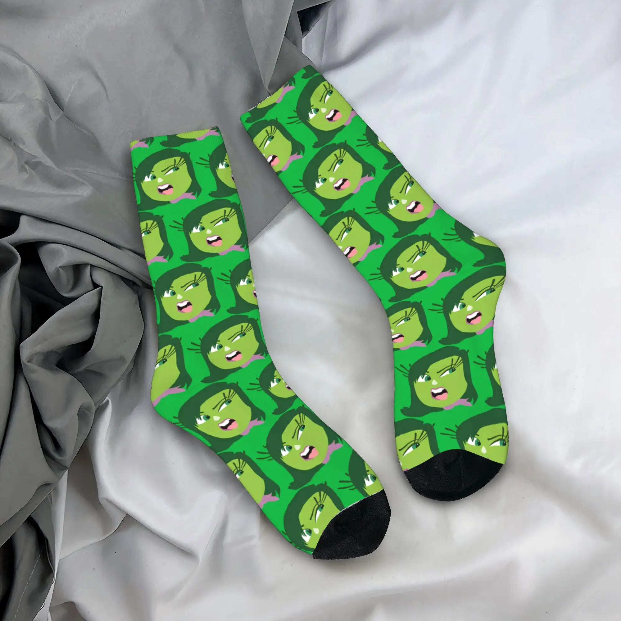 Disgust Inside Out Design Stockings  Fashion Socks Women Men Medium Soft Socks Winter Cycling Graphic Anti-Slip Socks Gift Idea