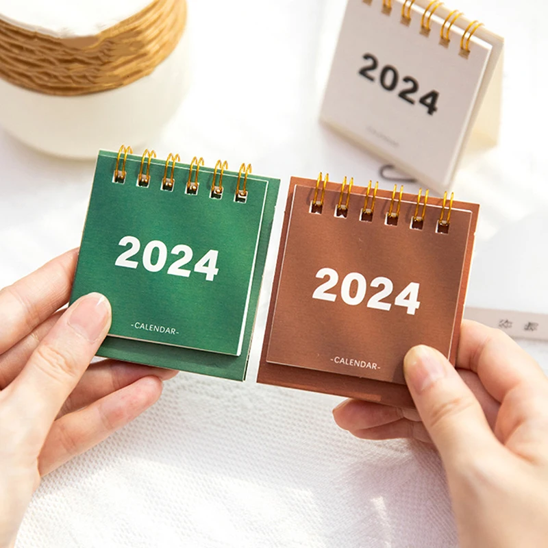 2024 Mini Desk Calendar Simple Paper Calendar Time Management Daily Planner Yearly Agenda Organizer Cute Office Desk Accessories