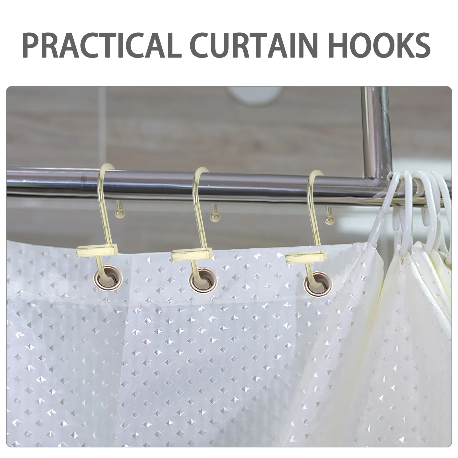 12Pcs Sturdy Iron Shower Curtain Hooks Smooth Gliding S Shape for All Rod Diameters Bathroom Shower Curtains Hooks Decorative view 3
