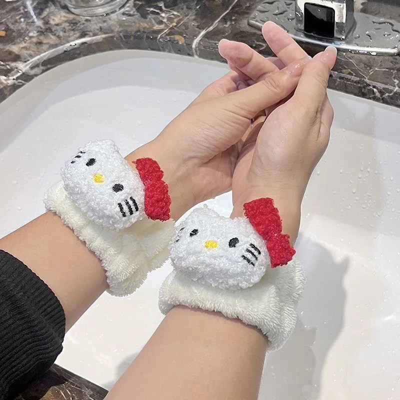 Cute Sanrio Hellokitty Face Wash Wristband Moisture-Proof Waterproof Water-Absorbent Handband Wash Non-Wet Sleeve Housewife Gift