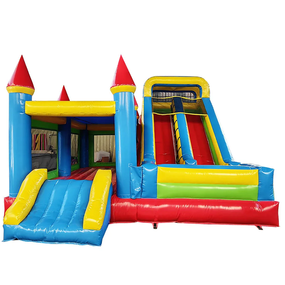 Most Popular Wholesale Jump House Red Blue Bounce Combo Inflatable Ball Pit With Slide