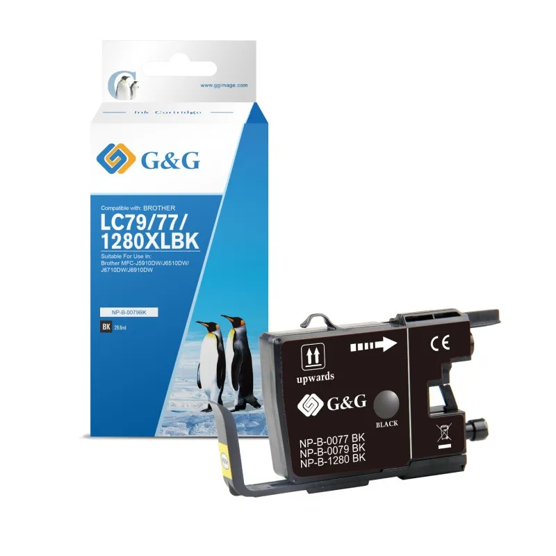 G & G Brother LC1280XL Black Ink Cartridge Generico-replaces LC1280XLBK GG-LC1280BK tintasycartuchos.com