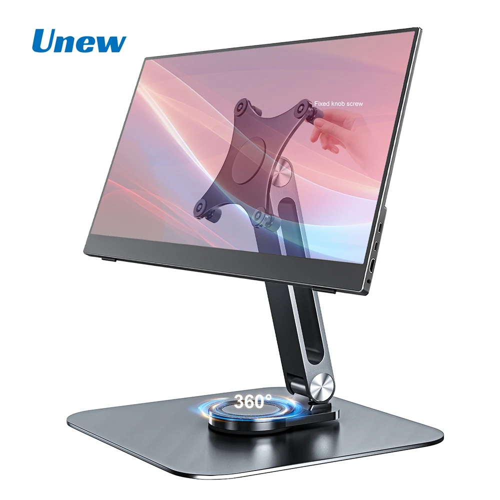 Przenośna podstawka pod monitor ze stopu aluminium, obrotowa o 360 stopni °   Obrotowy uchwyt, VESA 75x75, kompatybilny ze śrubami M4, udźwig 5 kg, ultra stabilny. — zdjęcie produktu 7