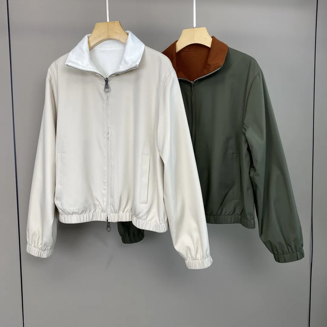 Chaqueta Reversible de manga larga para mujer, abrigo holgado de mezcla de lana, cuello vuelto, Color sólido, Otoño e Invierno