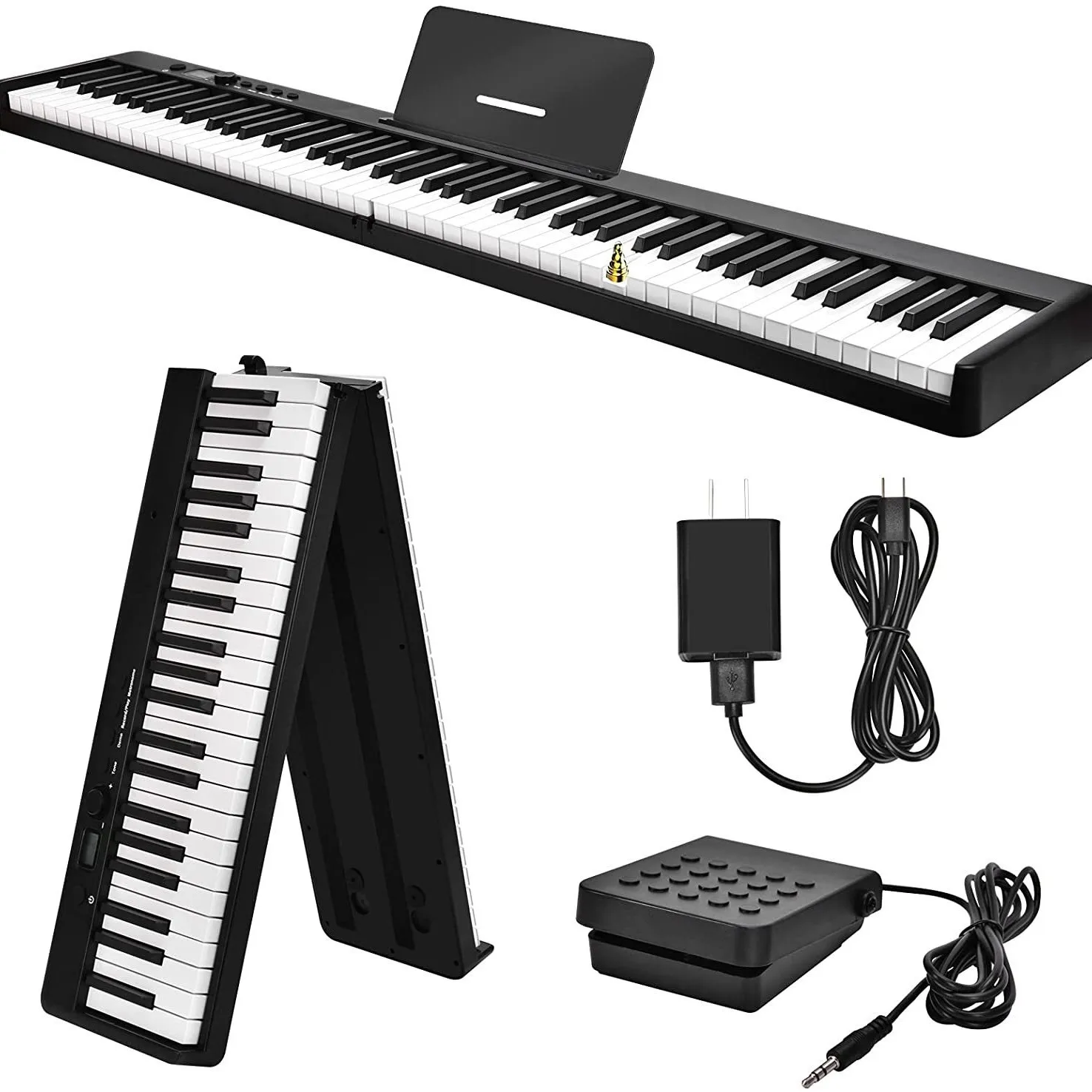 

Портативная утолщенная MIDI-клавиатура с подключением и зарядкой, 88-клавишное складное электронное пианино для начинающих