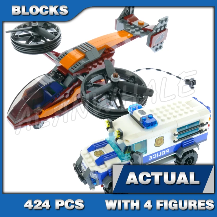 424pcs City Cop Sky Diamond Heist Helicopter Armored Transporter Truck 11209 Building Block Toys Compatible With Model