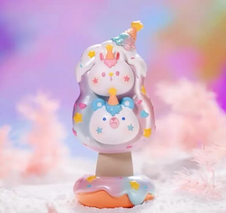 Miniso miniso tempo sorvete caixa cega estatuetas flor de cerejeira bonito coelho melancia porco triste shenzai estatuetas