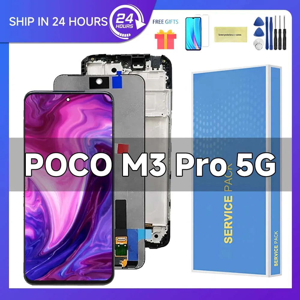 6.5 inch For Xiaomi Poco M3 Pro 5G M2103K19PG M2103K19PI LCD Display Touch Digitizer For Poco M3 Pro Screen with Frame