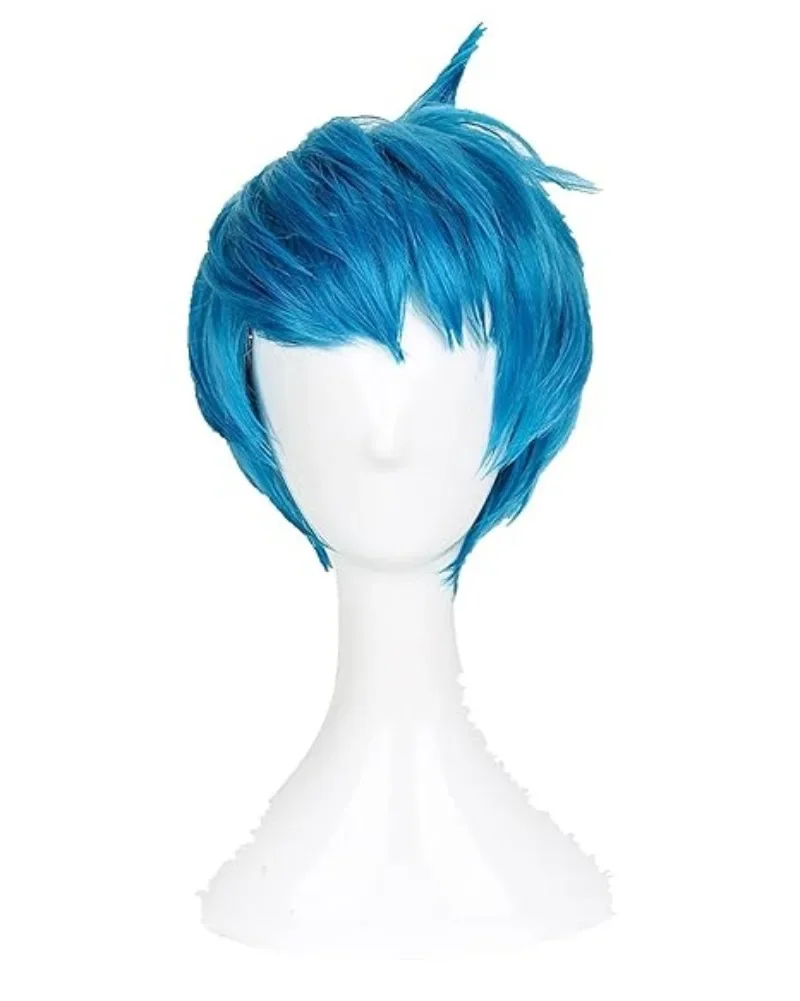 Movie Inside Out Joy Wig Short Blue Heat Resistant Hair Cosplay Costume Wigs