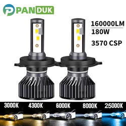 PANDUK H4 Led Headlight 160000LM 180W 3570 Chips H1 H7 LED Bulbs Turbo Lamps 4300K 6000K 8000K 80000LM 110W H8 H9 H11 Fog Lights