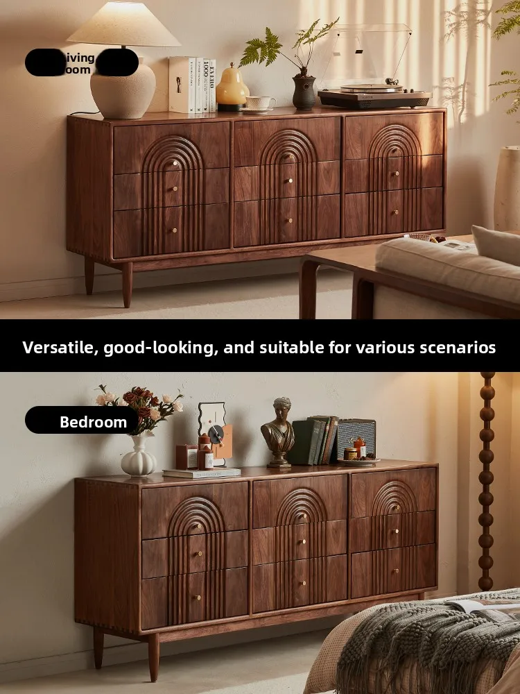 LMM nine-bucket cabinet drawer retro living room storage bedroom storage cabinet against the wall