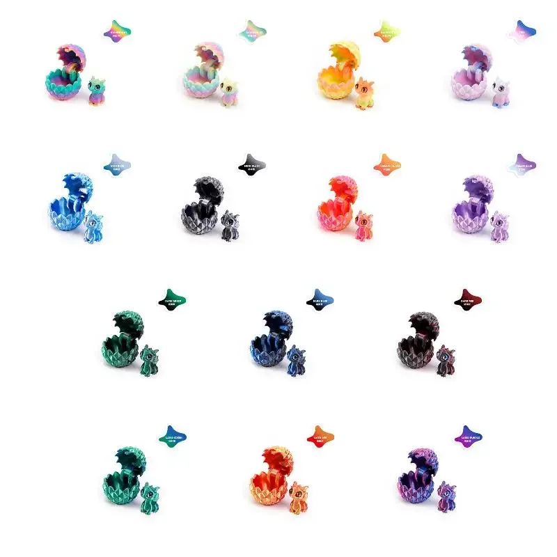 Set di ornamenti decorativi stampati in 3D con uovo di drago con piccolo drago all'interno di mobili per decorazioni per la casa di Natale, regalo per il desktop