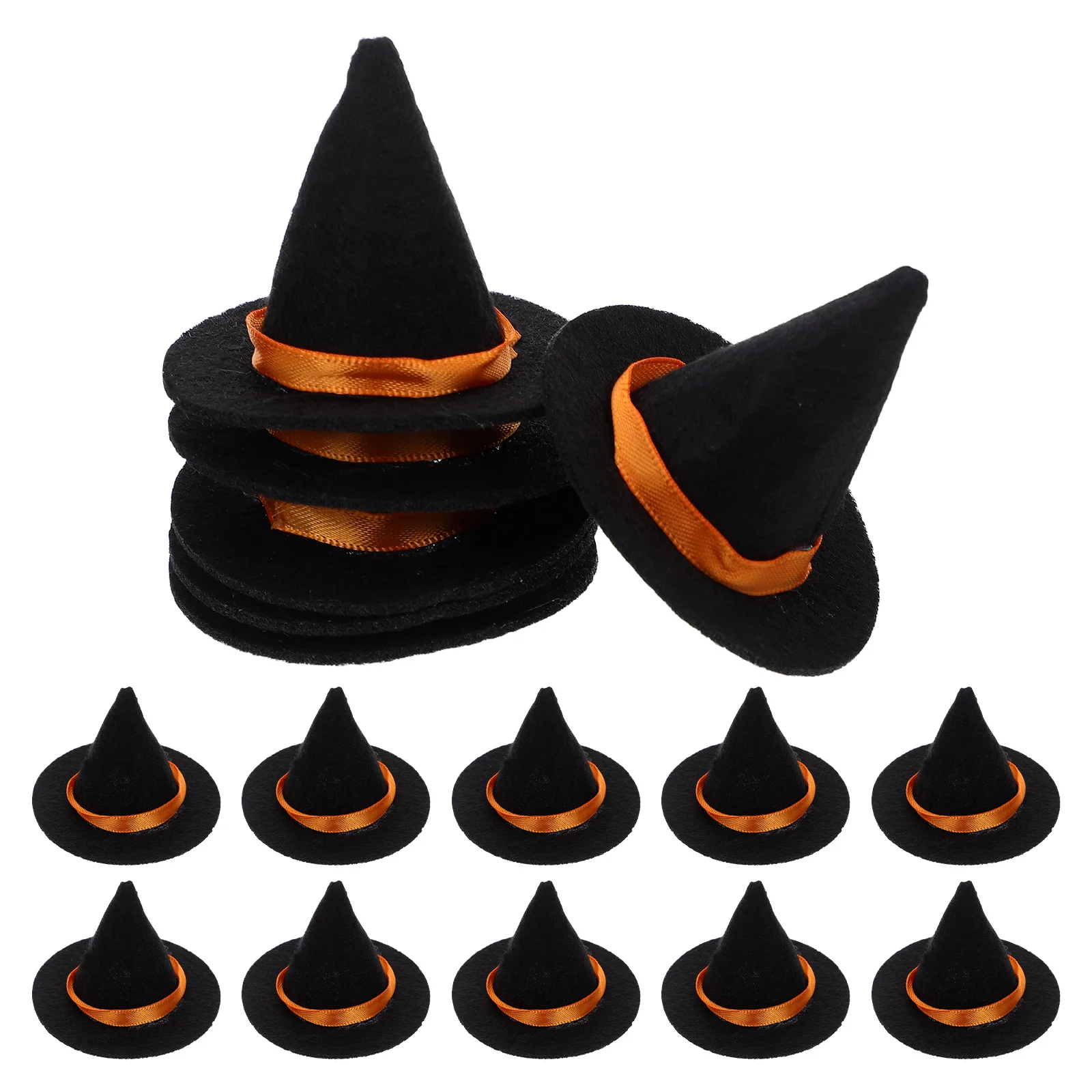 

16pcs Mini Black Felt Witch Hats 2.55Inch For Halloween Wine Bottle Covers Party Decoration Dust Proof Toppers Tiny Hat Props