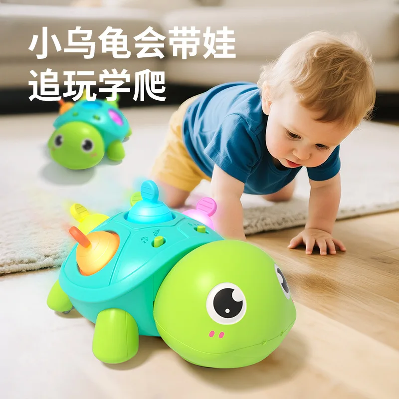 

Turtle toy baby learning to crawl guide head up practice baby coaxing artifact electric sound and light can bite