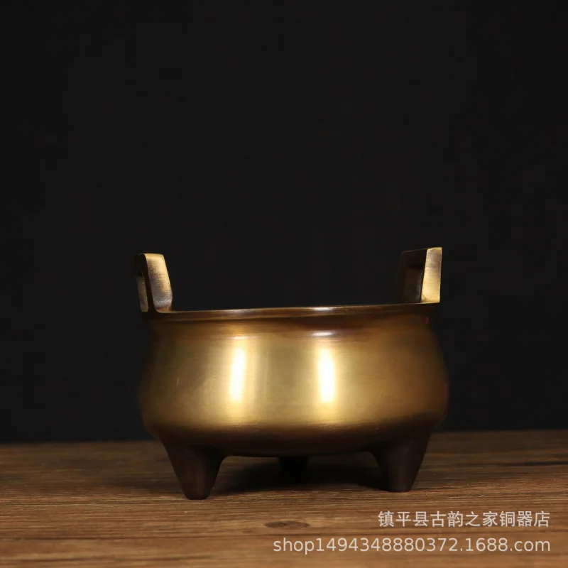 Pure Copper Incense Burner for Home Indoor Three-Legged Buddha Offering Large Antique Xuan De Style Incens