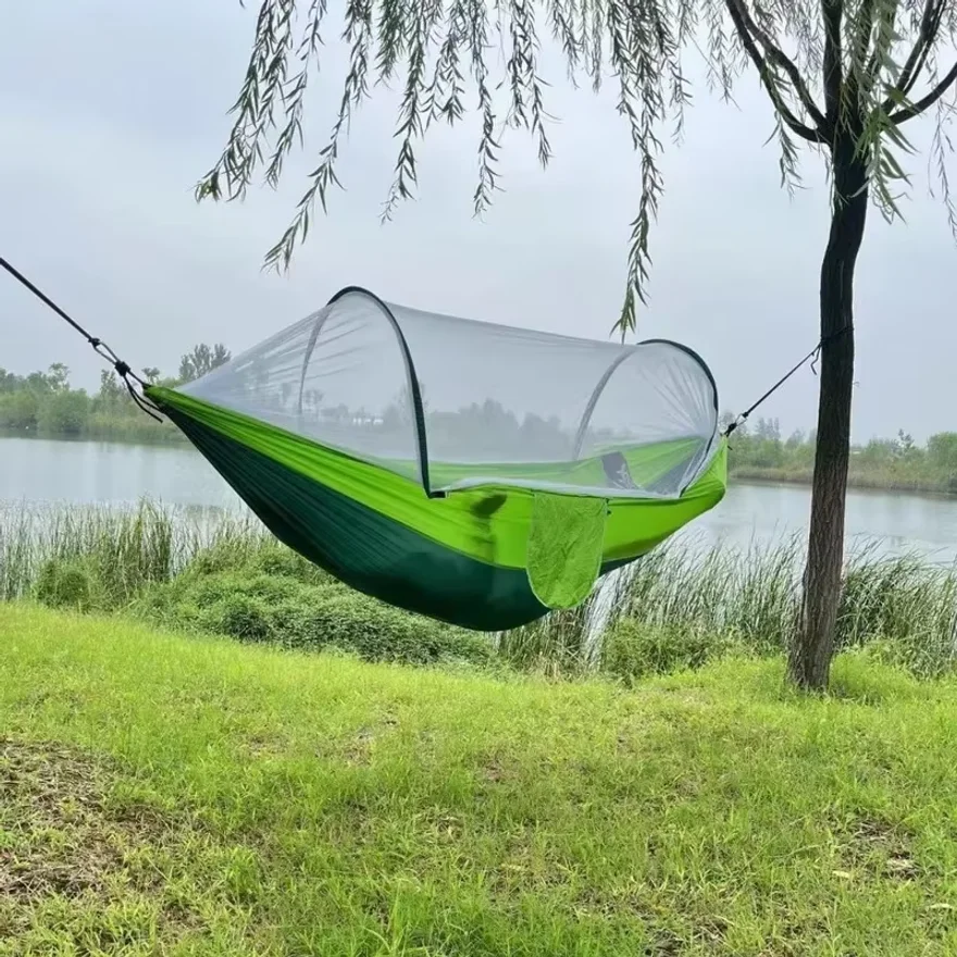 Outdoor Hammock with Integrated Mosquito Net, Camping & Leisure Hanging Bed