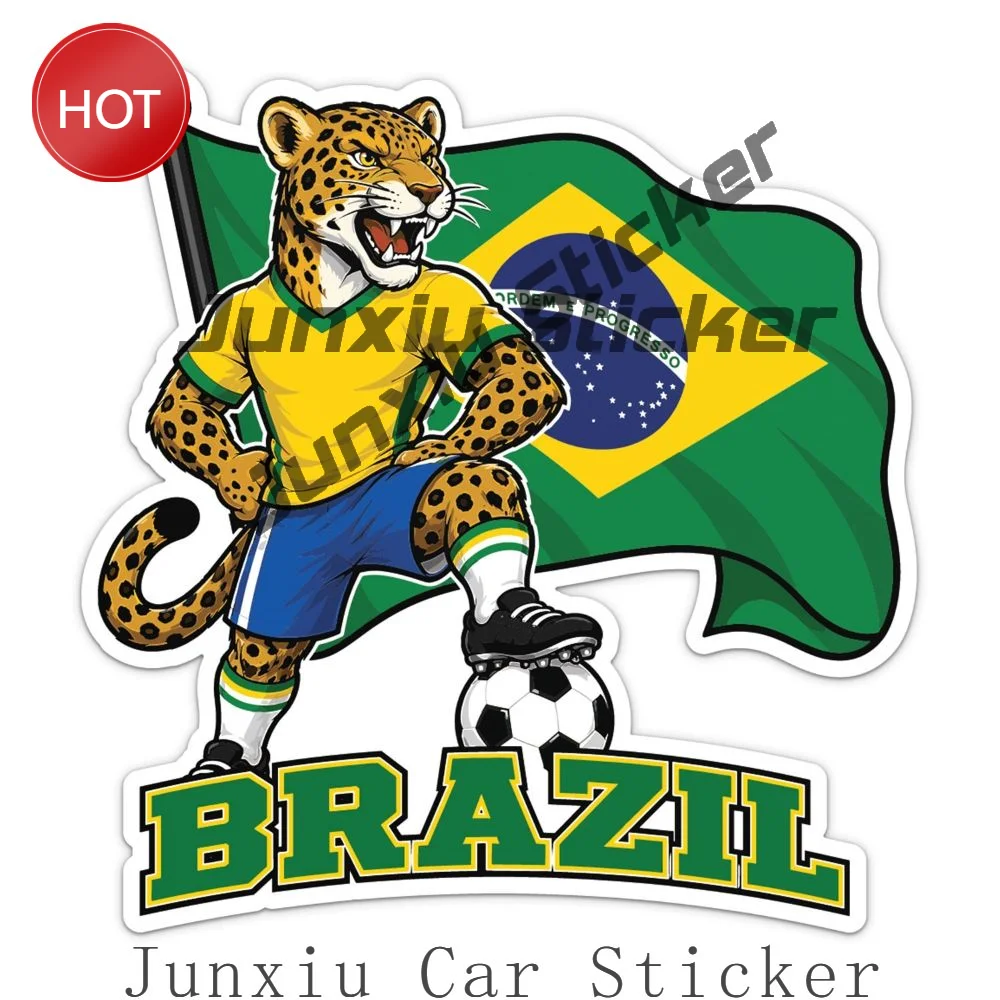 Brazil Flag Mascot Soccer Football Vinyl Sticker For Car Bumper And Water Bottle Themed Artwork For Personal Accessories