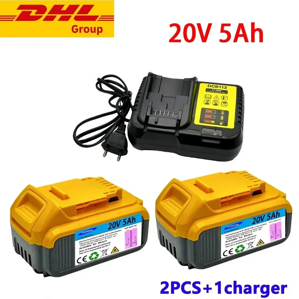 For Dewalt DCB200 Rechargeable Lithium Ion Battery 20V MAX Latest Genuine 20V 12Ah Dewalt DCB205 DCB201 DCB203 with Charger