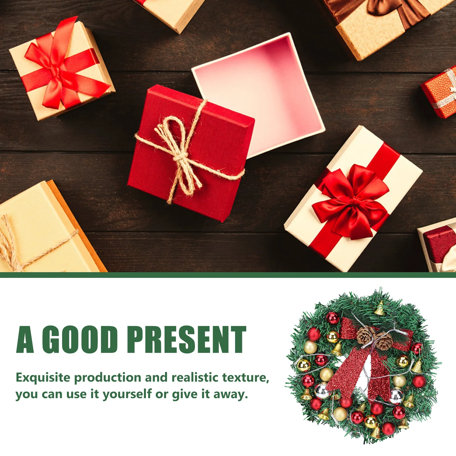 

1Pcs LED Wreath Light Red Christmas Decoration Hanging Door Wall Xmas Garland Decor Wedding Scene Lighting Ornament