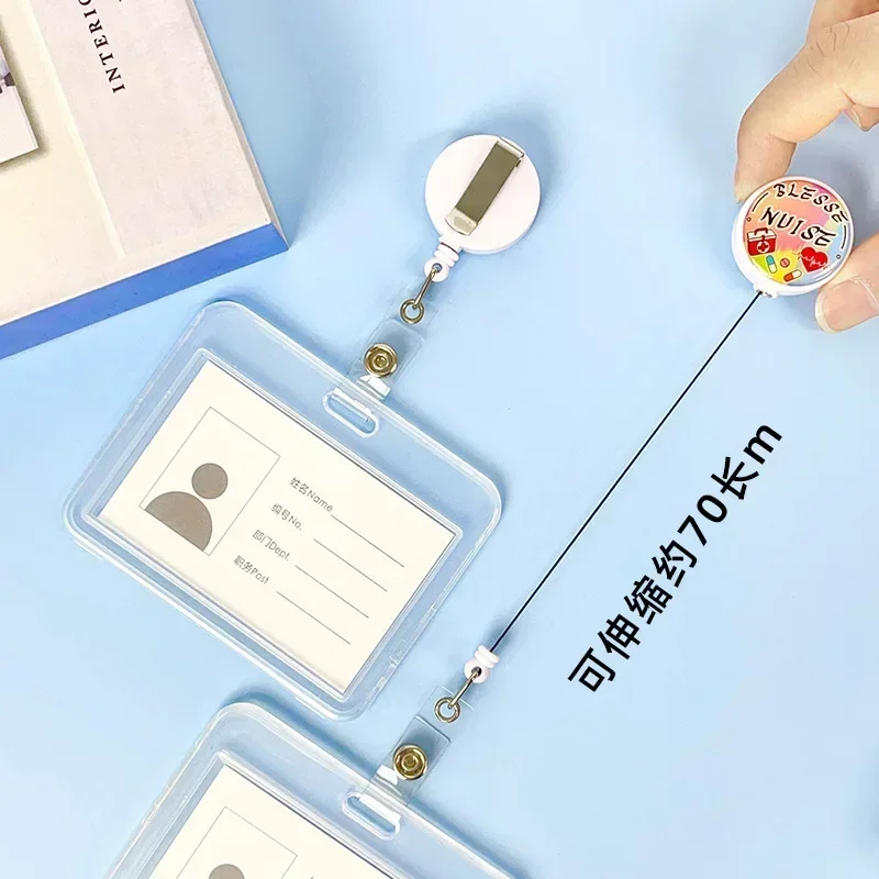 Doctors Nurses Transparent Chest Tags Work ID Card Sets Retractable Badge Reels Lanyard Porta Credencial Retractable Keychain