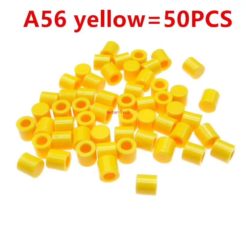 50Pcs A56 Plastic Cap 6x6mm Tactile Push Button Switch Hat Cover Kit for 6*6mm Switch Red Black Blue Green White Grey Yellow