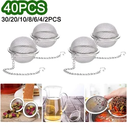 2-40PCS Stainless Steel Spice Tea Ball Tea Filter Strainers Tea Infuser Sphere Locking Strainer Mesh Infuser Home Kitchen Tools