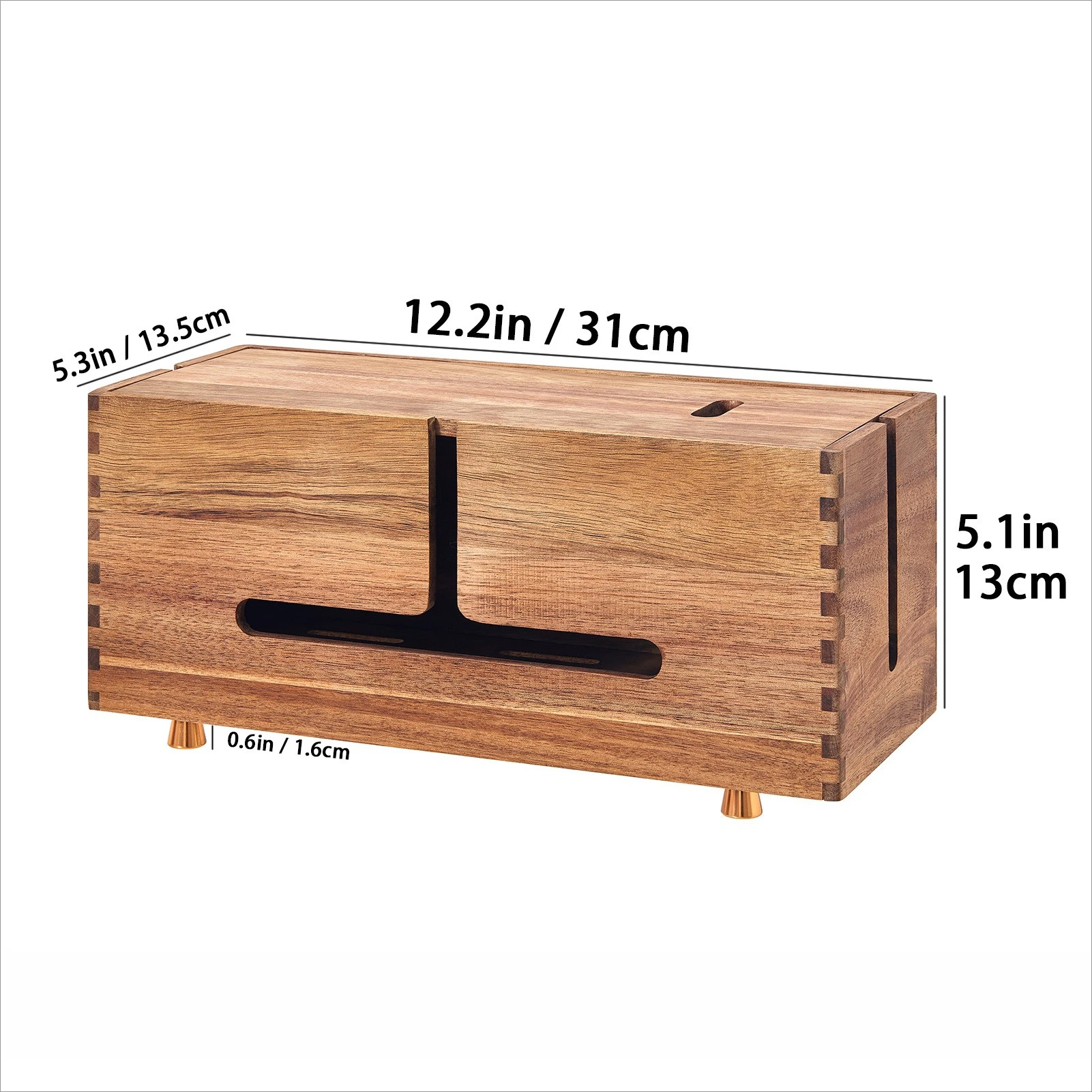 Black Walnut Storage Box Porous Heat Dissipation Router Rack Dustproof Flip Cover Organize Box Space Saving Data Cable Storage