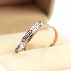 2mm Thin Stackable Ring Stainless Steel Half Eternity Band Pave CZ Wedding Ring for Women Girl Size 4-10